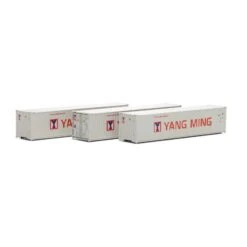 Athearn N 40' Corrugate Low Container, Yang Ming/New (3)