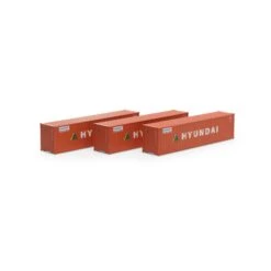Athearn HO RTR 40' Corrugated Container, Hyundai (3)