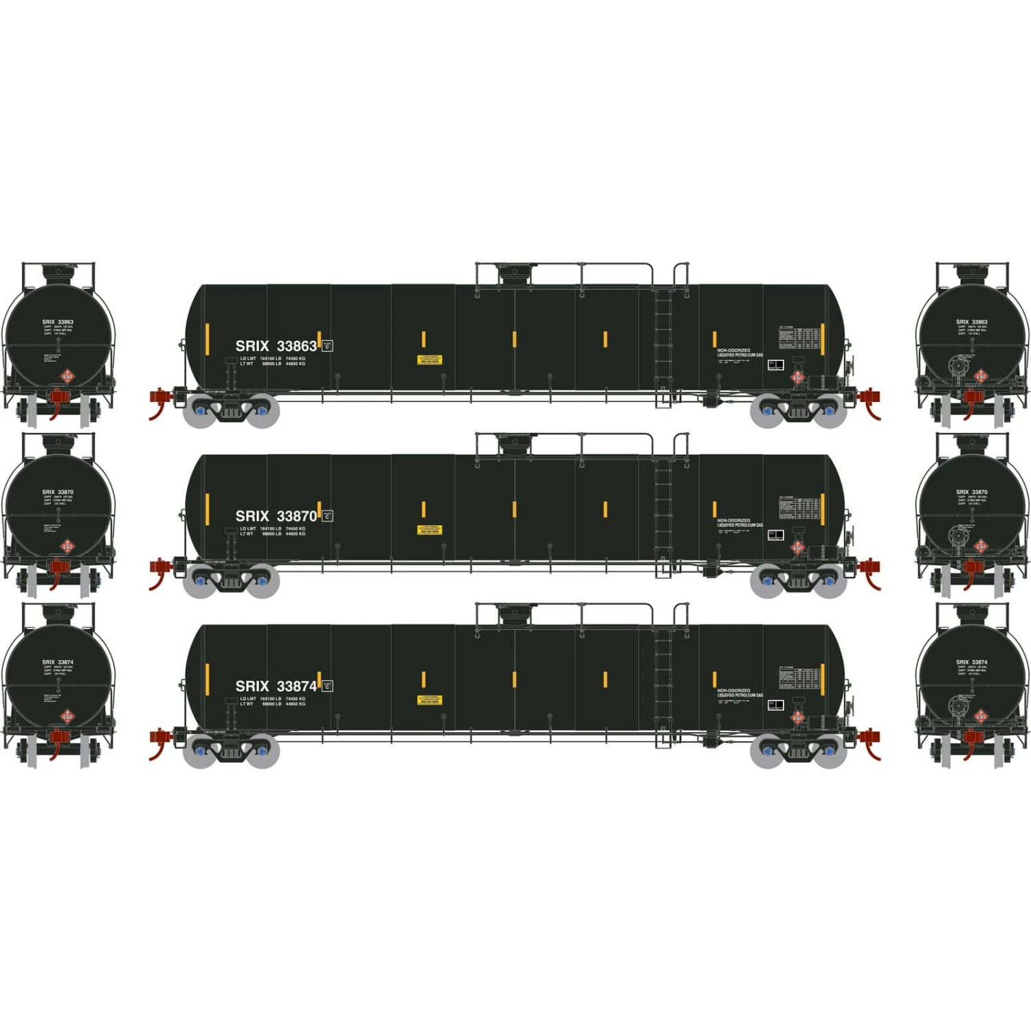 Athearn HO 33,900-Gallon LPG Tank, SIRX #2 (3) 3 Athearn HO 33,900-Gallon LPG Tank, SIRX #2 (3)