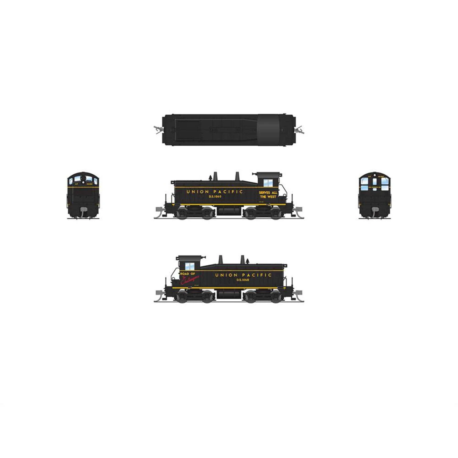 N EMD NW2 Locomotive, UP 1060, Black With Yellow, Paragon4 4 N EMD NW2 Locomotive, UP 1060, Black With Yellow, Paragon4 - Image 2